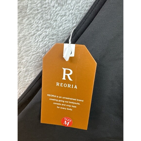 REORIA Sexy Plunge Bodysuit M Black Deep V Neck Sleeveless Backless Top Thong - Picture 10 of 10